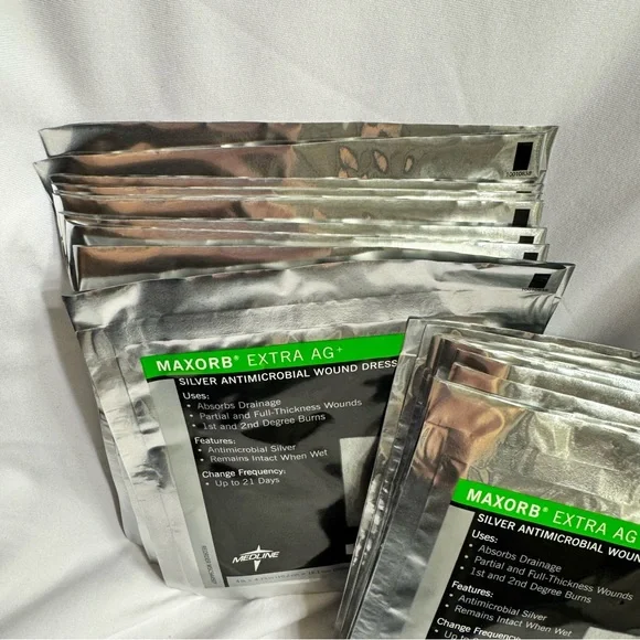 Maxorb Extra AG Plus Antimicrobial Silver Wound Dressing MedLine 3 Boxes 4X4 - Picture 11 of 12